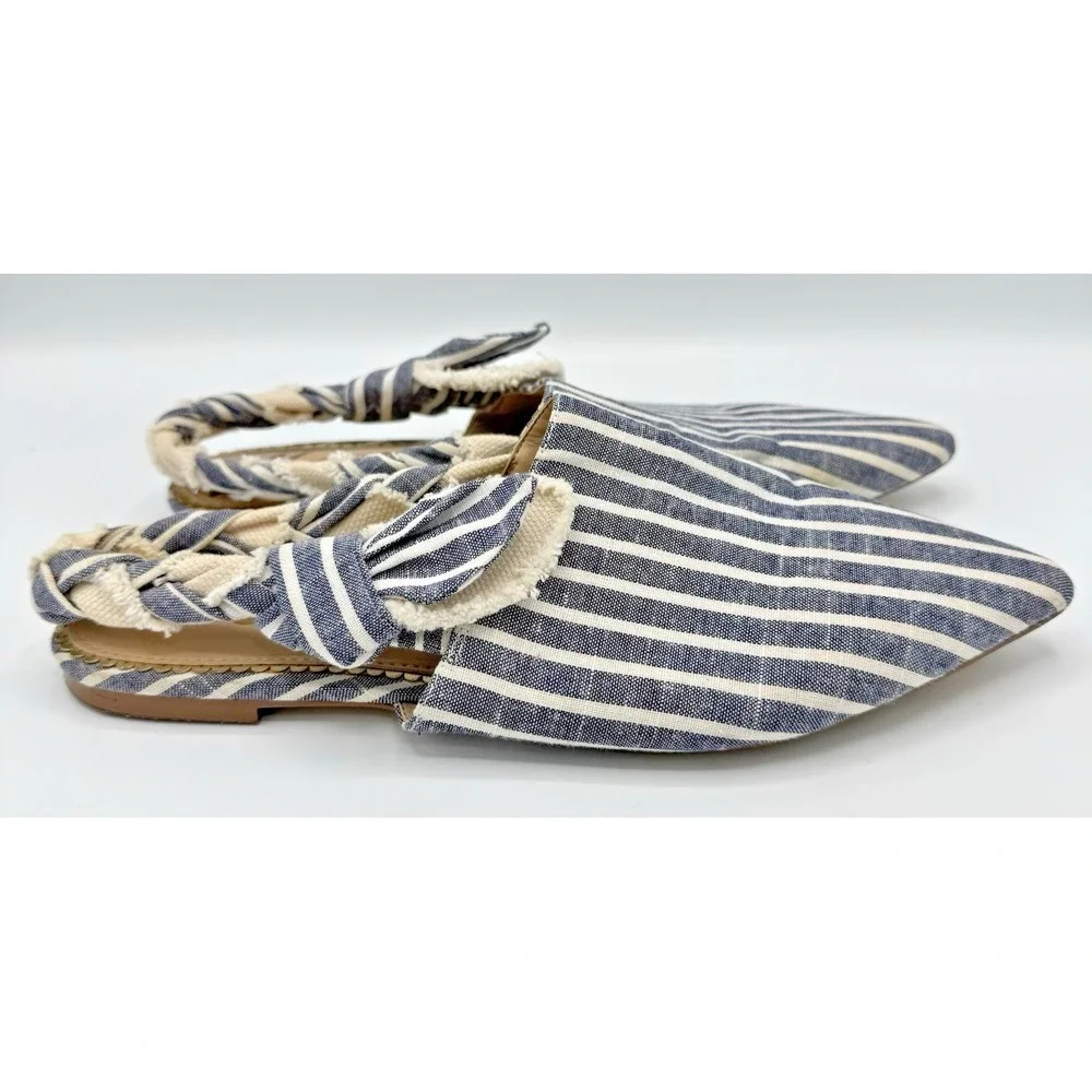 Sam Edelman Rivers Mule Flats Blue Stripe Pointed Toe Womens Size 9 - Picture 4 of 9